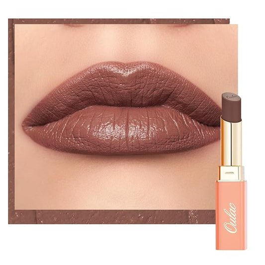 Oulac Color Rich Satin Lipstick - Greyish Brown Full Coverage Lip Color, Creamy Silky-Smooth, Moisturizing, Satin Matte Finish, Infused With Shea Butter, Vegan & Clean Beauty, 4g, SG12 Boundless-Velvo Beauty