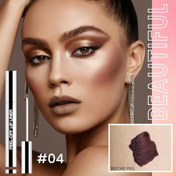 2Pcs Matte Liquid Lip Stain Peel Off Lip liner Tattoo, Matte Peel Off Lip Stain, Long Lasting Waterproof Lipstick Lip Gloss Stain, Transfer-proof for All Skin Types (0.24 fl oz-04#+05#)-Velvo Beauty