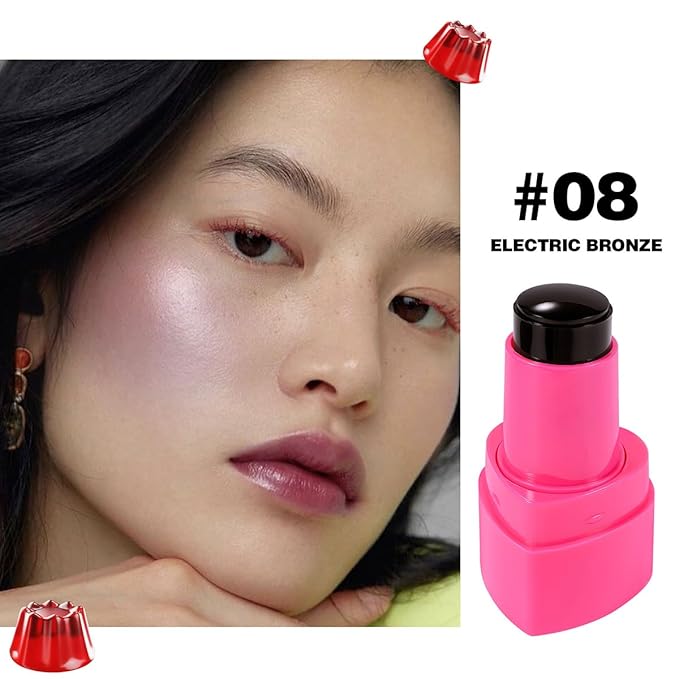 Cooling Water Jelly Tint Stick,Multi-Use Juicy Love Blush, 3-In-1cheek Blush & Eyeshadow & Lip Tinted Long-Lasting Moisture Stick,Bouncy Jelly Texture,Creates A Moist Watercolor Effect (#08, 0.32oz)-Velvo Beauty