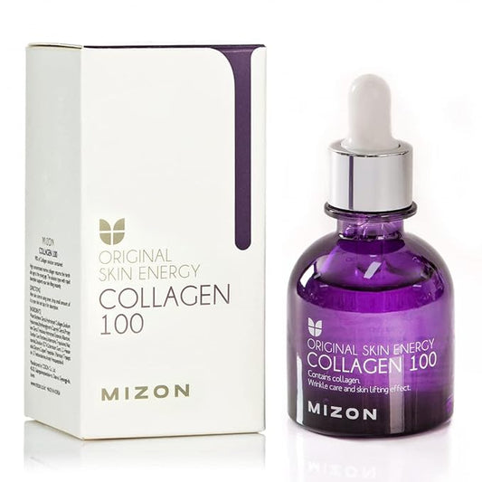 MIZON Collagen 100 Korean Ampoule with Concentrated Marine Collagen Elasticity Booster Serum Peptides Deep Hydration (1.01 fl. oz)-Velvo Beauty