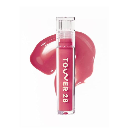Tower 28 ShineOn Milky Lip Jelly, COCONUT, Non-Sticky, Hydrating Vegan Lip Gloss in Milky Rosy Pink, Apricot and Raspberry Seed Oil, Moisturizing, Clean, Cruelty Free-Velvo Beauty