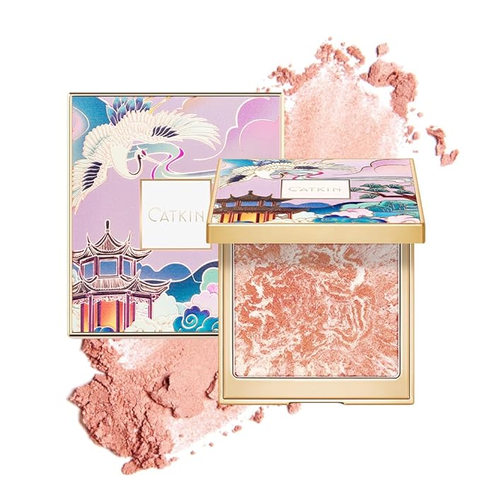 CATKIN Cheek Blush Bake Shimmer Pink Peach Multi Blusher Natural Powder Palette 10g (C04 Shimmer)-Velvo Beauty