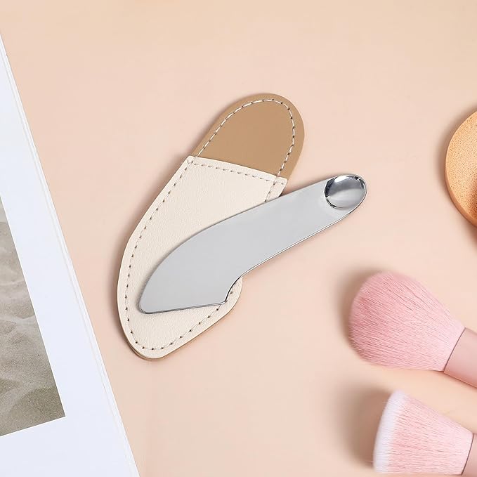 POPETPOP Makeup Spatula Foundation Spatula- Korean Cosmetic Spatula, Stainless Steel Facial Spatula Professional Foundation Palette Mixer Facial Cosmetic Makeup Tool-Velvo Beauty