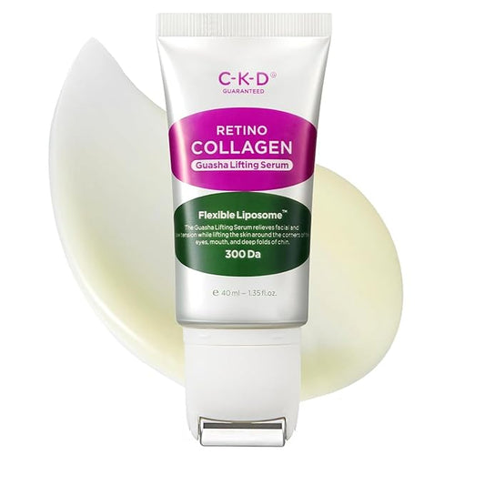 CKD Gua Sha Face Serum - Retinol Collagen Lifting Serum for Firming, Tightening, and Instant Face Lifting. Wrinkle Reduction with Massage Roller. Korean Skin Care. 1.35 fl oz-Velvo Beauty