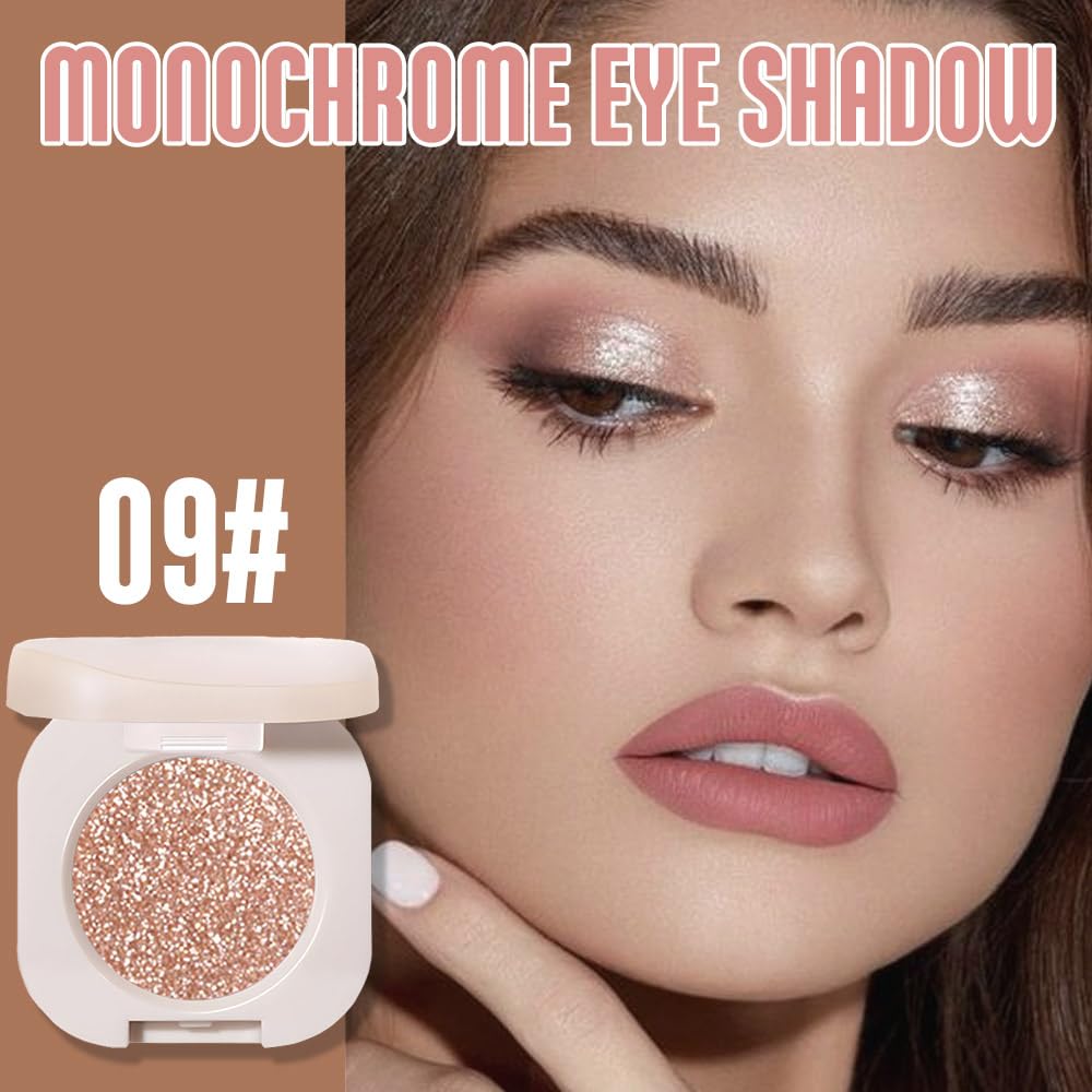 Single Nude Rose Gold Shimmer Eyeshadow,Monochrome Eye Shadow,Apply Make Up Easily,Glitter Single Eyeshadows 24 Hour Eye Makeup Longwear Waterproof-Velvo Beauty