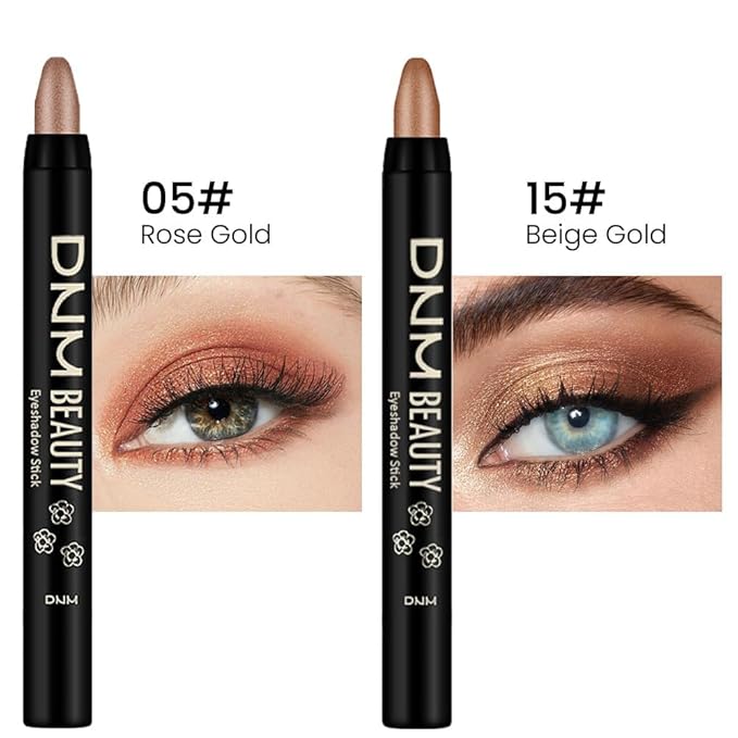 evpct 2Pcs Cream Eyeshadow Sticks Set for Eyes Beige Gold & Bronze Gold Shimmer Eye Crayon Shadow Brightener Stick Pencil Pen Bulk sombras en crema para ojos 05+15-Velvo Beauty