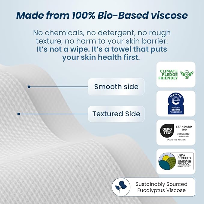 Clean Skin Club Clean Towels XL™ Supreme, 100% USDA Biobased Dermatologist Approved Face Towel, Gentle Exfoliation, Disposable Facial Washcloth, Makeup Remover Dry Wipes, 50 Count-Velvo Beauty