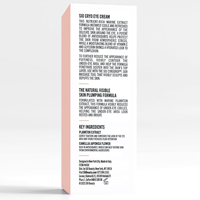 SiO Cooling Cryo Eye Cream - Anti-Aging, Hydrating Under Eye Concentrate Formulated For Targeting Dark Circles, Fine Line, Wrinkles, Puffiness & Bags-Velvo Beauty