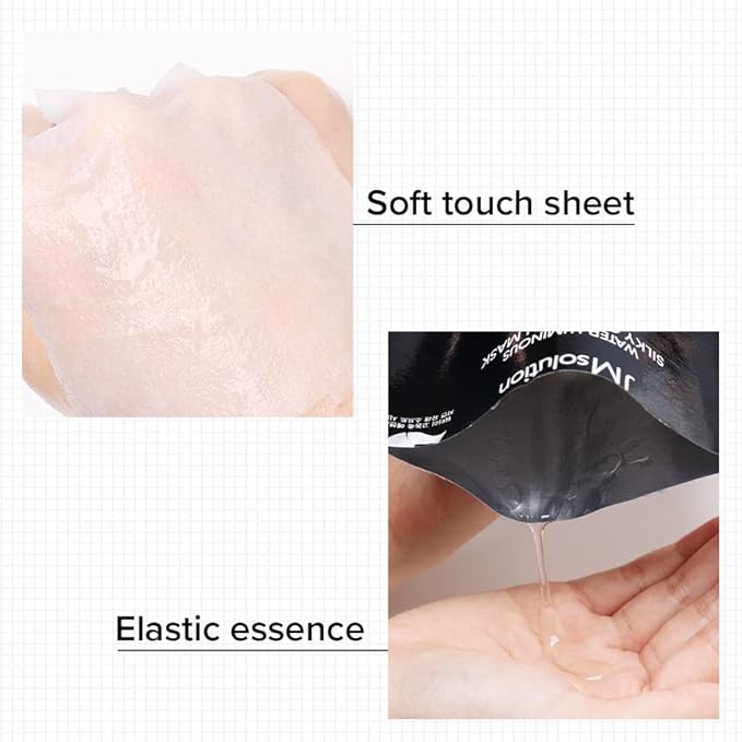 JMsolution Water Luminuous Silky Cocoon Black Mask - Korean Skincare Facial Mask - Silkworm extract amino acid -Nutrition and Moisturization Synergy - 10 sheets for a sensitive skin-Velvo Beauty