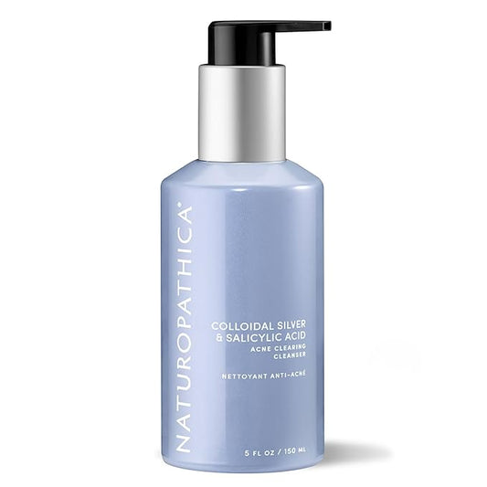 Naturopathica Colloidal Silver and Salicylic Acid Acne Clearing Cleanser, Reduce Blemishes and Acne Scars, Clarifying Face Wash for Men and Women, 5 fl oz-Velvo Beauty