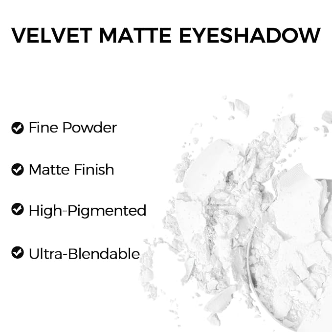Erinde White Matte Eyeshadow Palette, Single White Pressed Powder Eye Shadow, Ultra-Blendable, Pigmented Color, Long Lasting, Halloween Blood Makeup Base, Cruelty-Free & Vegan-Velvo Beauty