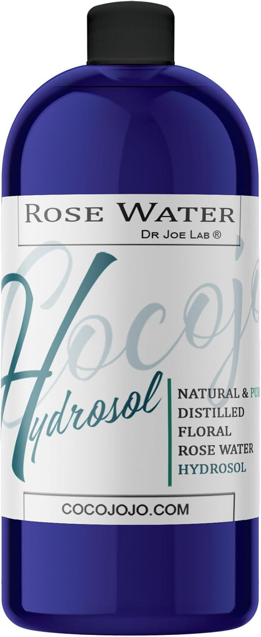 Rose Hydrosol Water Spray Toner 32 oz for Face Hydrating Mist Hydration Pure & Natural Rosewater Hydrosol All Skin Types Face Skin Pores Body Locs Cleansing Bulk Refill COCOJOJO - Packaging May Vary-Velvo Beauty