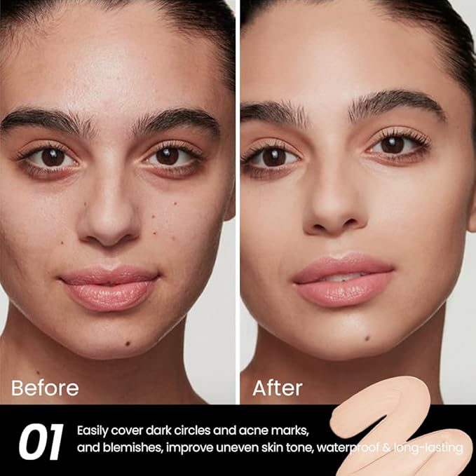 1 Pack Liquid Foundation Cream for Face Makeup,Durable Full Coverage Matte Concealer Make Up,Oil Control & Waterproof Base Primer -0.35 Fl.Oz (01#)-Velvo Beauty