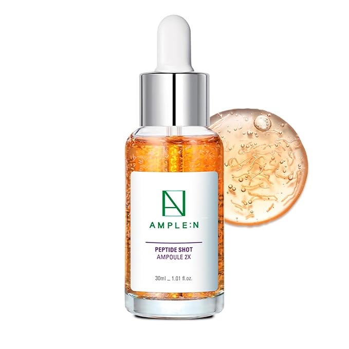 AMPLE:N Peptide Shot 2X Ampoule – Intensive Age Defying Concentrate Face Serum with Peptide Threads – Erasing Wrinkles and Improve Firmness – Lifting Sagging Skin – Plump, Repairs Skin, 1.01 fl.oz.-Velvo Beauty