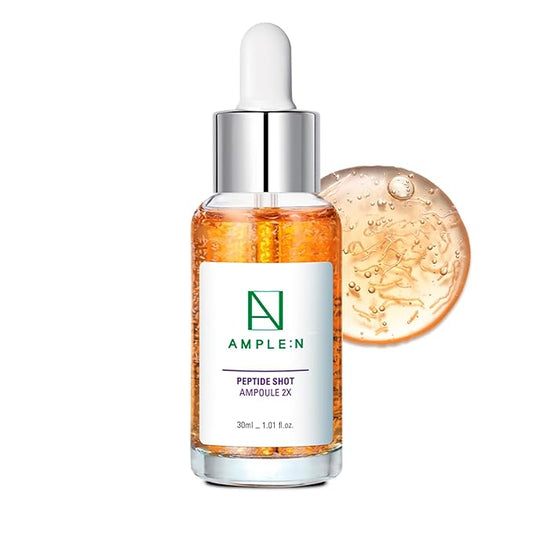 AMPLE:N Peptide Shot 2X Ampoule – Intensive Age Defying Concentrate Face Serum with Peptide Threads – Erasing Wrinkles and Improve Firmness – Lifting Sagging Skin – Plump, Repairs Skin, 1.01 fl.oz.-Velvo Beauty