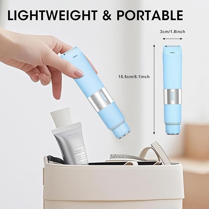 Dual Head Electric Shaver Bikini Trimmer for Women, IPX4 Waterproof Wet & Dry Use Body Trimmer for Face Lip Chin Pubic Underarm Legs, 80Mins Runtime, Travel-Friendly, Ideal Gift for Women-Velvo Beauty