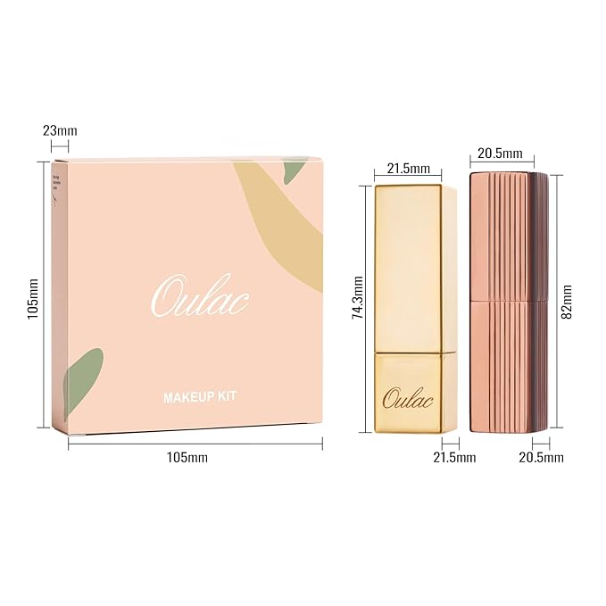 Oulac Metallic Orange Lipstick Set 3PCS, Comfortable Creamy Texture, Smooth No Grainy Feeling, Vegan & Gluten Free, Full-Coverage Lip Makeup, 3 X 4.3 g, 605+02+05-Velvo Beauty