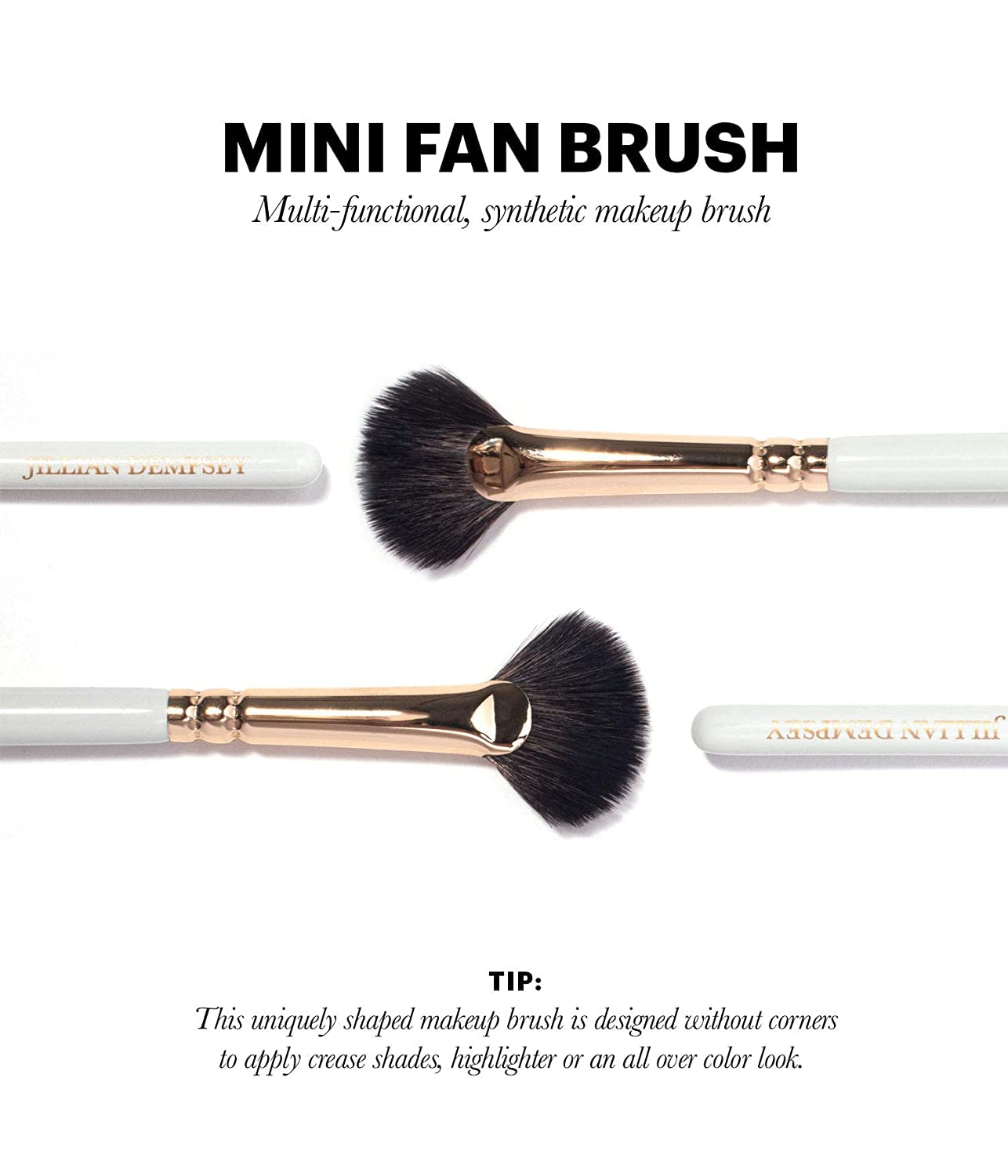 Jillian Dempsey Mini Fan Eye Makeup Brush: All in One Eyeshadow Makeup Brush: Multi-Functional Synthetic Vegan Eye Shadow Brush-Velvo Beauty