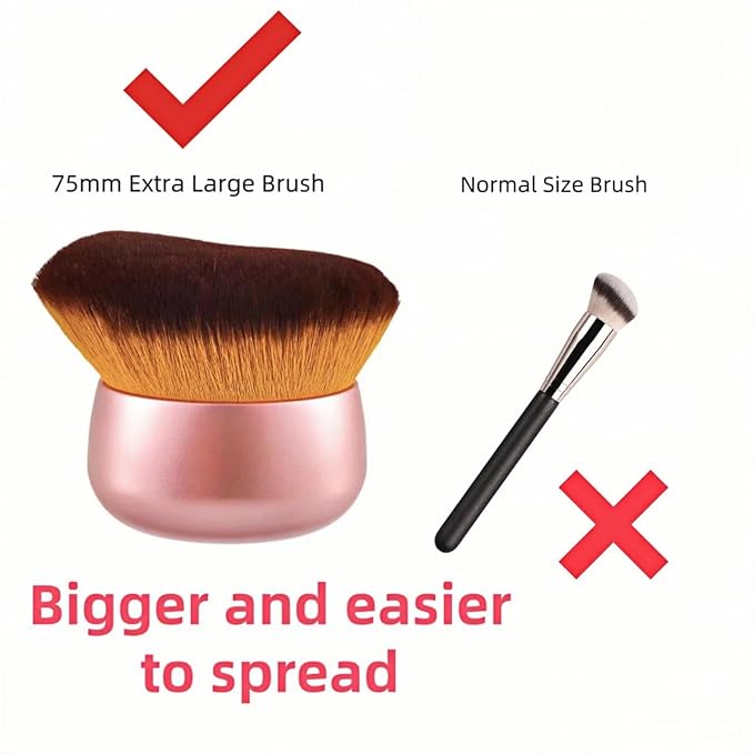 Blend & Blur 75mm Body Kabuki Brush - For Self Tanner, Body Bronzer & Foundation | Face/Back Multitool | Wet/Dry Use (Rose Gold)-Velvo Beauty