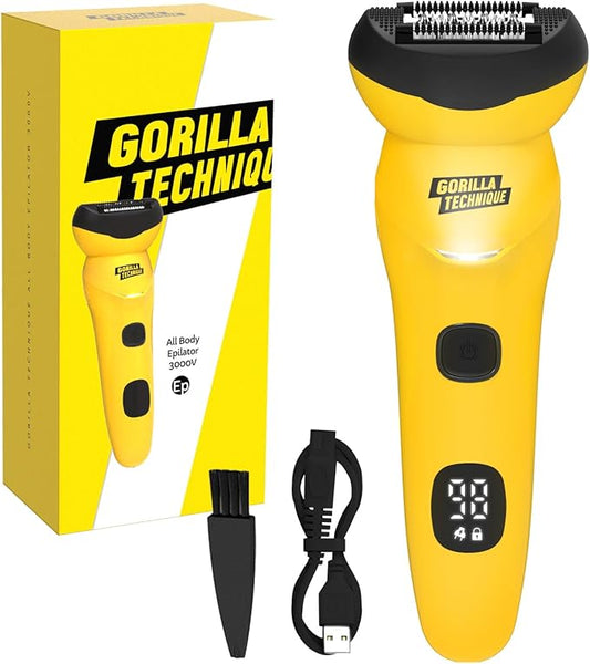 Gorilla Technique Epilator 3000V, Facial & Body Hair Removal Device, Pain Relief Roller, Cordless Rechargeable Electric Tweezers for Women & Men, Triple Tweezers, 8000RPM, Korean Skin Care - 3000V-Velvo Beauty