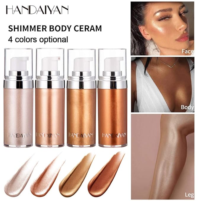 Body Face Luminizer Highlighter Cream Spray Liquid Bronzer Illuminator Glow Glistening Makeup Foundation Cheekbone & Blush Liquid Highlighter Smooth Shimmer Glow Makeup(#01 Pearl White)-Velvo Beauty