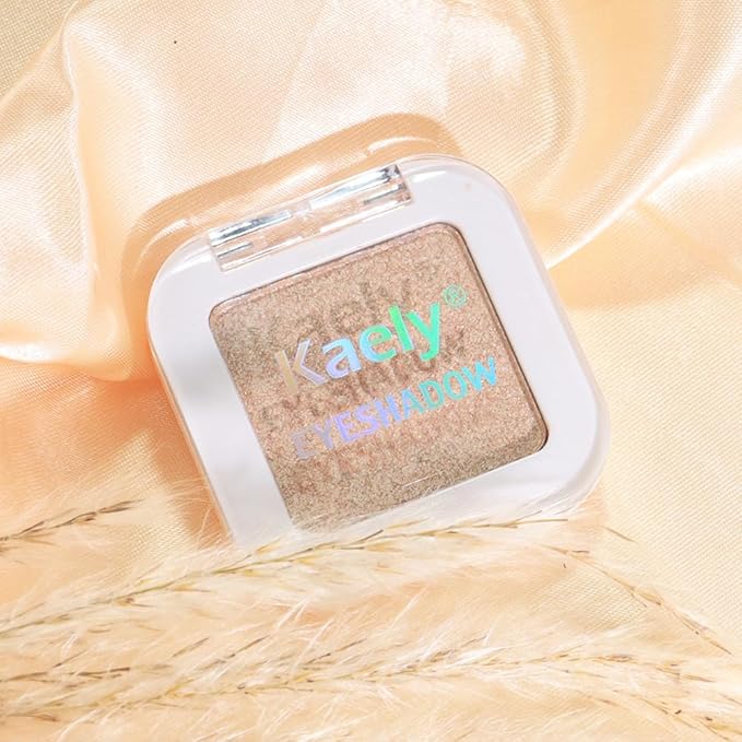 evpct Light Nude Brown Shimmer Single Eyeshadow Palette Makeup for Older Women, Iced Latte Glitter Sparkle Cream Eye Shadow Palette Brightener Makeup for Older Women, High Pigment Monochrome Eyeshadow-Velvo Beauty