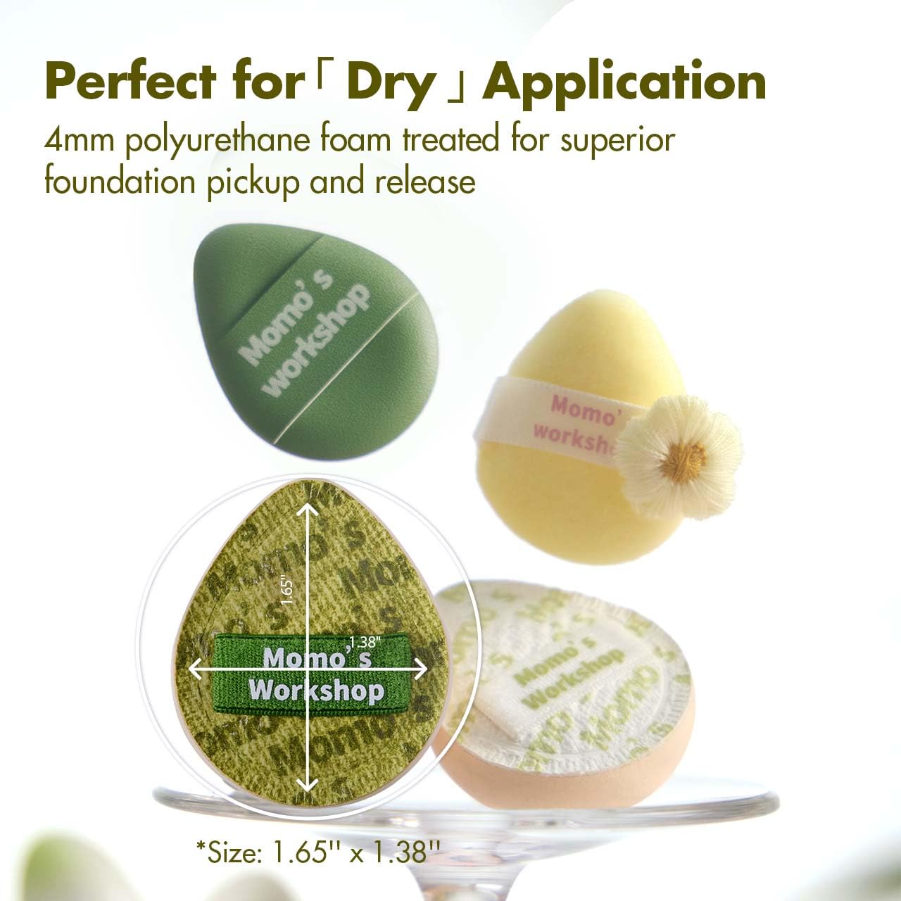 Mini Denim Makeup Sponge Set,Mini Makeup Blenders Sponge for Concealer/Blush/Highlighter, Perfect for Detail Work & Travel,4pcs Green Mini Concealer Puffs with Travel Pouch-Velvo Beauty