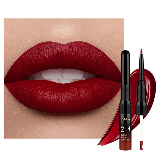 evpct 1Pcs Dark Oxblood Red Matte Lip Liner and Liquid Lipstick Stain Makeup Set for women, Red Long Lasting Smudge Proof Lipstick labiales matte mate larga duracion listip 24 hours originales, 30#-Velvo Beauty