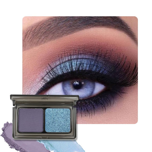 Dark Purple Blue Two Color Matte Shimmer Glitter Eyeshadow Palette,Eye Shadow Powder Professional Long-Lasting Waterproof Makeup Palette,Easy-To-Apply and Compact for Travel,Vegan & Cruelty-Free-Velvo Beauty