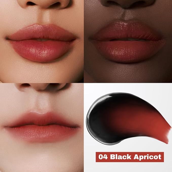 MILKTOUCH Black Peel Off Lip Tattoo - Long-Lasting Matte Lip, Waterproof & Transfer-Proof, Highly Pigmented, Stay-On-All-Day Lip Tint Stain (4.5g) #04 Black Apricot-Velvo Beauty