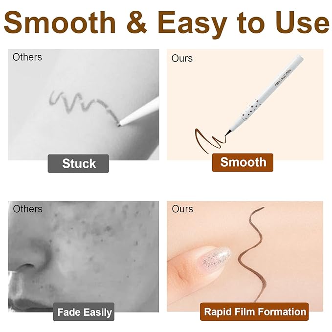 Freckle Pen, Freckle Makeup Pen for Face, Waterproof Long Lasting Quick Dry Faux Freckle Pen, Soft Artificial Freckles Makeup Face Decoration, Create Natural Sunkissed Skin (Chestnut)-Velvo Beauty