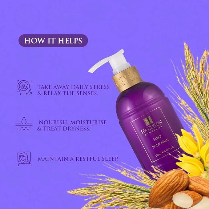 SPA CEYLON SLEEP Body Milk | Pure Lavender & Luxurious Fragrance | Nourishes & Treats Dryness | Suitable for all skin types-Velvo Beauty