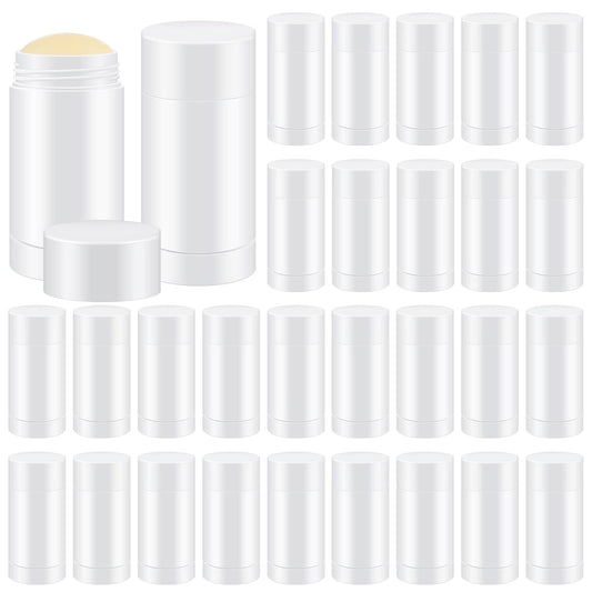 30 Pcs Empty Deodorant Containers Twist up Filling Stick Plastic Deodorant Container Refillable Bottles Bottomfill Round Lip Balm Tubes for Homemade DIY Lipstick Crayon(30 ml,White)-Velvo Beauty