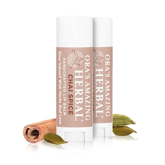 Chai Spice Lip Balm, Therapeutic Intensive Lip Repair Treatment Balm 2 pak - Herbal Infused, BPA and Paraben Free, No Synthetic Fragrances, Ora's Amazing Herbal-Velvo Beauty