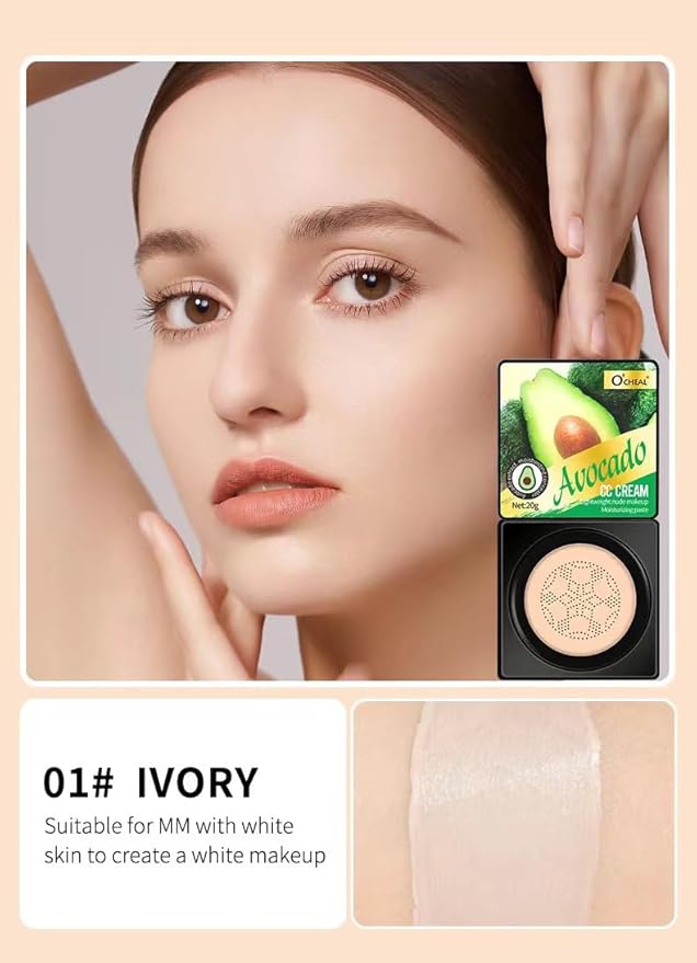 Mushroom Head Air Cushion BB Cream Foundation Cream for Face Makeup Concealer Cushion for Face Comestics Make Up Cushion Compact Ivory-Velvo Beauty