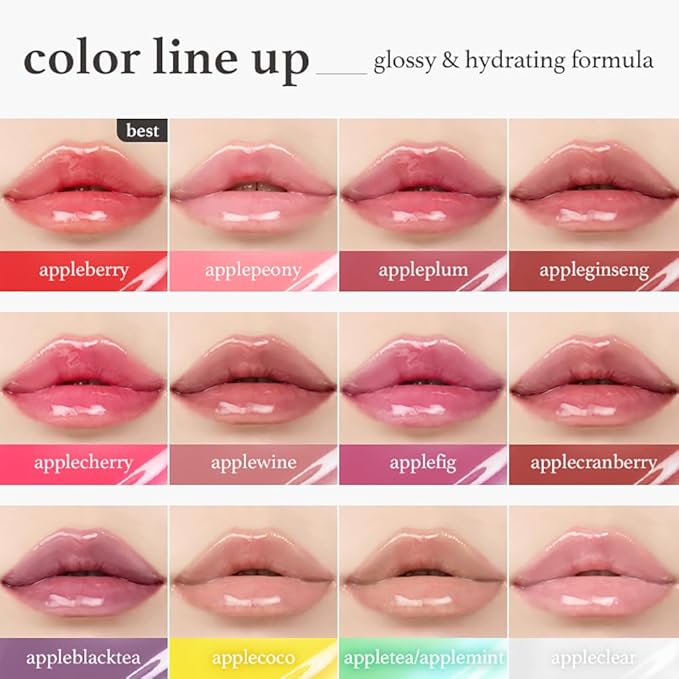 NOONI Korean Lip Oil - Appleblacktea | Long-Lasting, Moisturizing, Plumping, Revitalizing for Dry Lips, Waterproof, No Peel Off, Hydrating, Nourishing Crystal Clear, 0.12 FL Oz-Velvo Beauty
