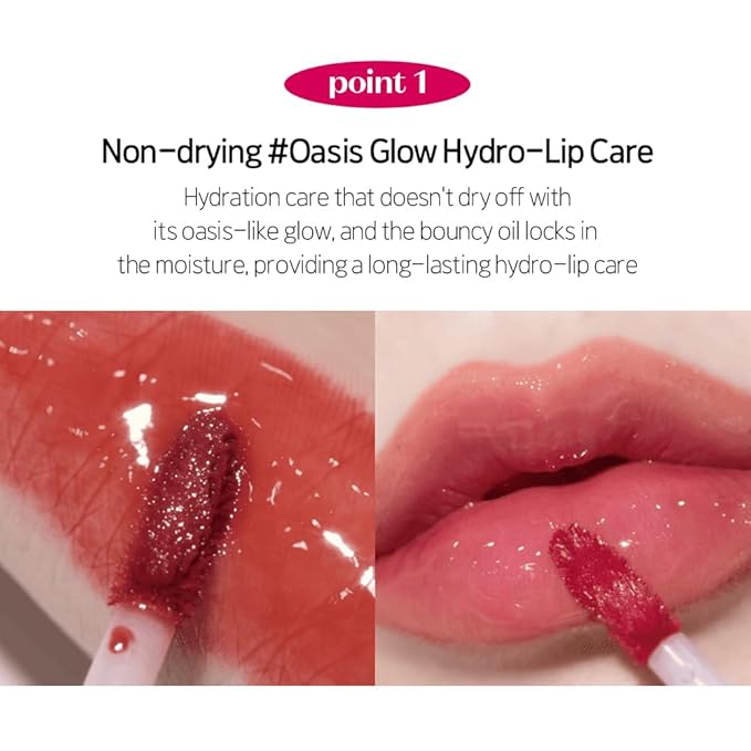 ETUDE Over Glowy Lip Stain Tint #1 Scented Rose | Non-Sticky Vegan Lip Tint | Moisturized & Long-lasting Lip Gloss | Daily Tint for Dry Lips K-beauty-Velvo Beauty