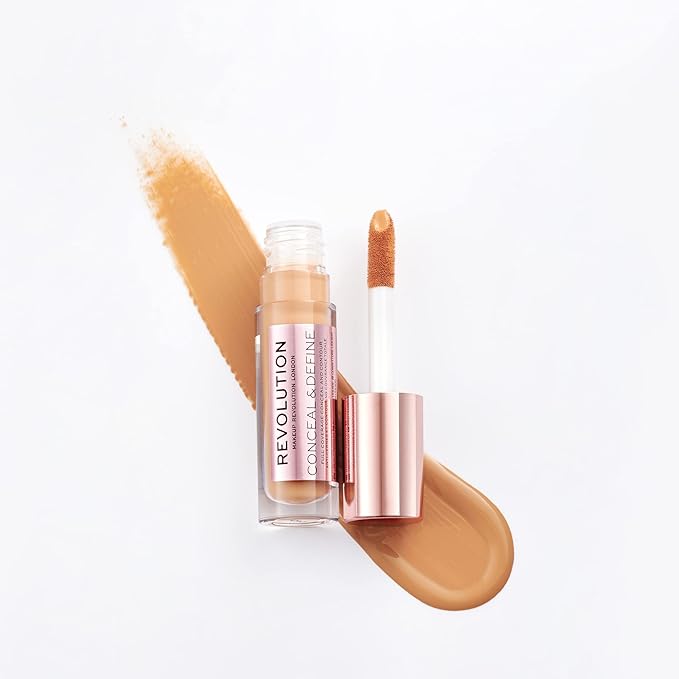 Makeup Revolution Conceal and Define Concealer, Full Coverage & Matte Finish, C9.2 for Medium/Tan Skin Tones, Vegan & Cruelty-Free, 0.7 Fl Oz-Velvo Beauty
