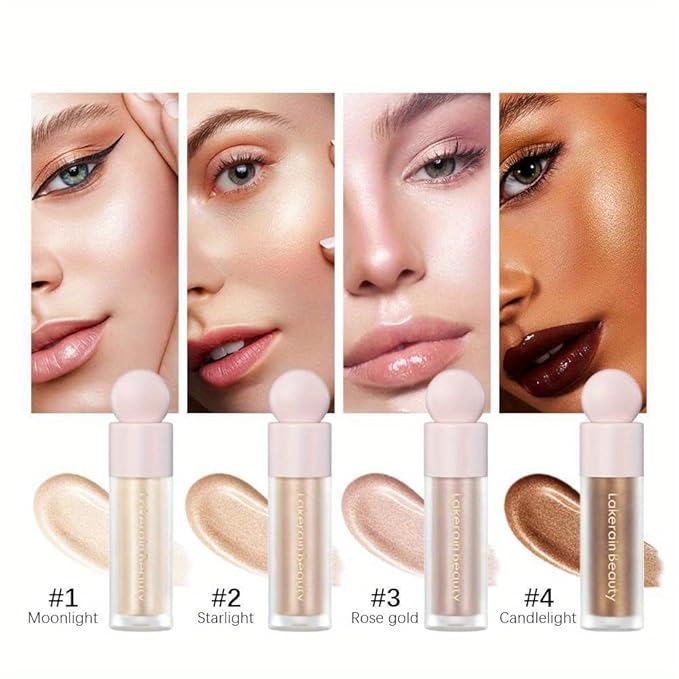 GECOMO Liquid Contour Beauty Wand Face Highlighter Bronzer Makeup Stick, Dewy Finish, Moisturizing Silky Smooth Texture 0.25 Oz/ 7.5ml - 04 CANDLELICHT-Velvo Beauty