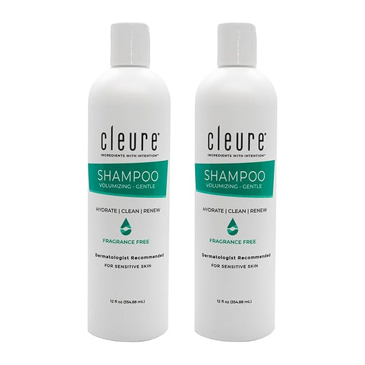 Cleure Hypoallergenic Volumizing Shampoo for Sensitive Skin - Fragrance Free, SLS Free & Paraben Free (12 oz, Pack of 2)-Velvo Beauty