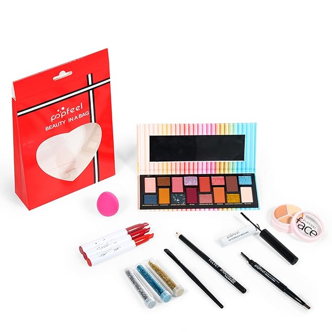 All in One Makeup Kit, Full Starter Essential Makeup Kit for Women Beginners Includes Eyeshadow Palette Lipstick Mascara Eyeliner Eyebrow Pencil Concealer Powder Puff Set-Velvo Beauty