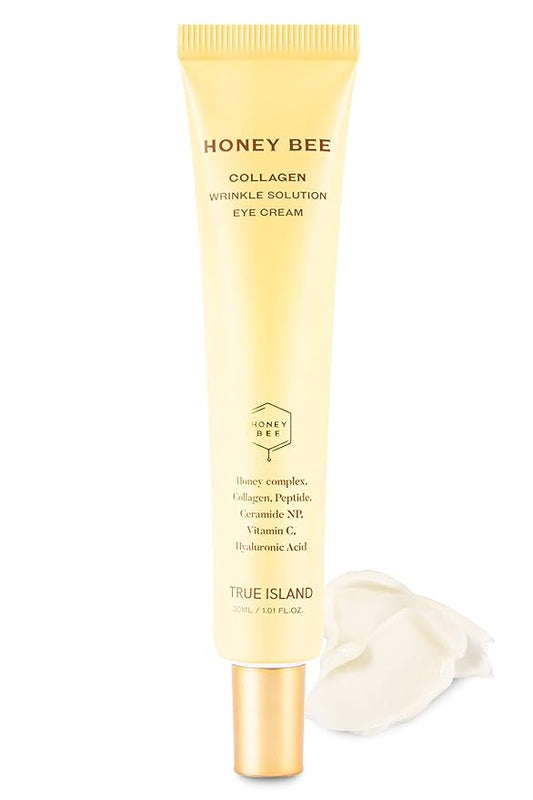 Honey Bee Collagen Fine Line Firming Eye Cream for Puffiness and Bags Under Eyes w/Vitamin C, 4 Peptides & Niacinamide | Bright and Tight Under Eye Cream for Dark Circles 1.01 fl oz-Velvo Beauty