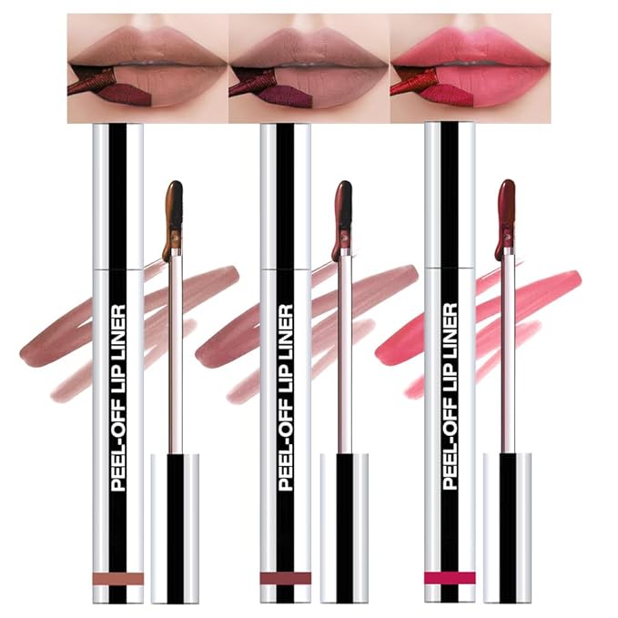 3 Pcs Matte Liquid Lip Stain Peel Off Lip Liner, Long Lasting Lip Tattoo, Waterproof & Transfer-Proof Lip Liner Peel Off Lip Gloss for All Skin Types. #02+#03#06-Velvo Beauty
