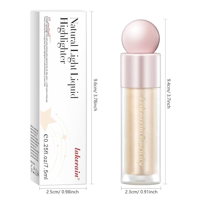 Liquid Highlighter Makeup, Natural Silky Shimmer Finish Liquid Face Highlighter, Highly Pigmented, Lightweight, Blendable, Soft Cream Highlighter For Face (#01 White Gold Shimmer)-Velvo Beauty