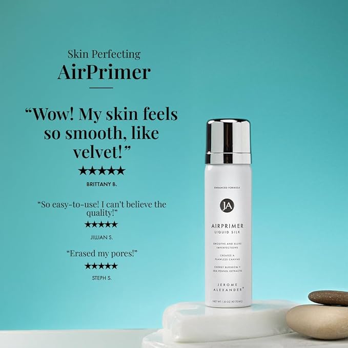 Jerome Alexander MagicMinerals Air Primer & Setting Spray Bundle – LiquidSilk Air Primer and AirFinish Setting Spray – Pore-Minimizing, Skin-Smoothing Formula for Long-Lasting, Flawless Matte Finish-Velvo Beauty