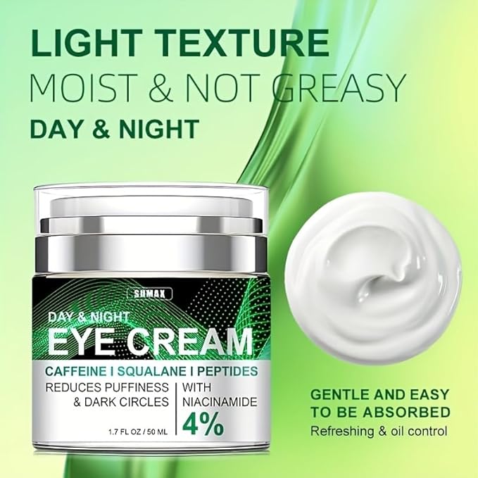 Caffeine Eye Cream for Puffiness and Bags Under Eyes Daily Anti-Wrinkle Cream Collagen Eye Cream Day and Night Peptide Eye Cream Reduce The Look Of Aging Line Smoothing Skin Care 1.7 FL OZ,1 Pack-Velvo Beauty