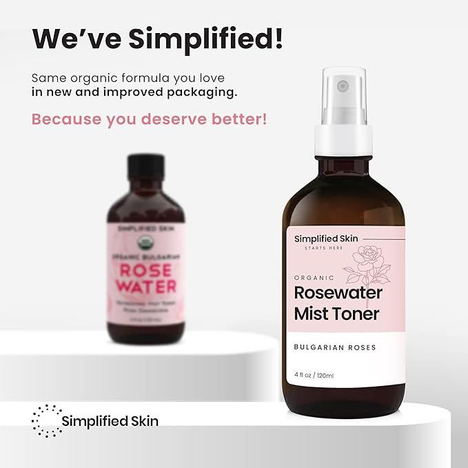 Rose Water Spray for Face & Hair - Organic USDA Certified Rosewater Facial Toner - Alcohol-Free Makeup Setting Hydrating Face Mist - Anti-Aging Toner Spray - 2 Pack-Velvo Beauty
