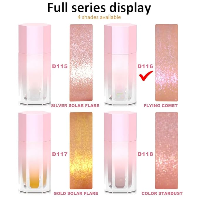 evpct Mermaid Pink Highlighter Makeup Liquid Blue Purple Green Glitter Iridescent Face Festival Highlighter Makeup Waterproof Long Lasting Halographic Shimmer Body Highlighter makeup Palette Stick-Velvo Beauty