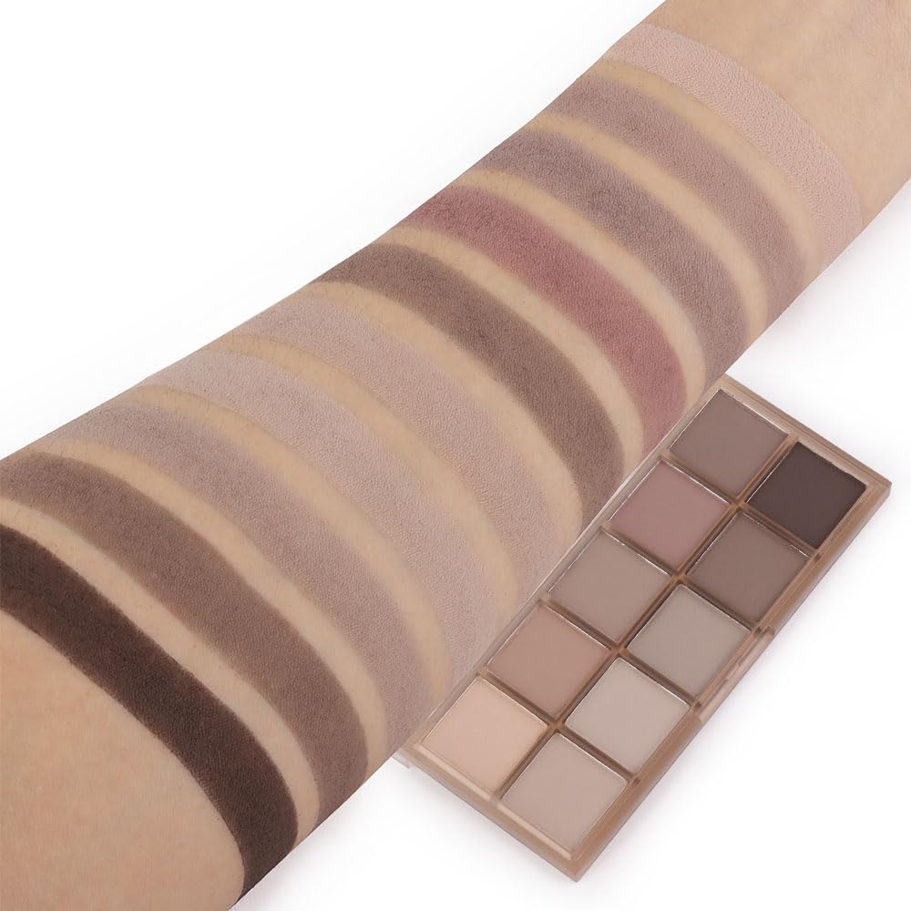 10 Colors Nude Gray Taupe Matte Eyeshadow Palette,Neutral Nude Eye Shadow Palette,Long Lasting Waterproof Travel Size Makeup Pallete,Vegan,Cruelty -free-Velvo Beauty