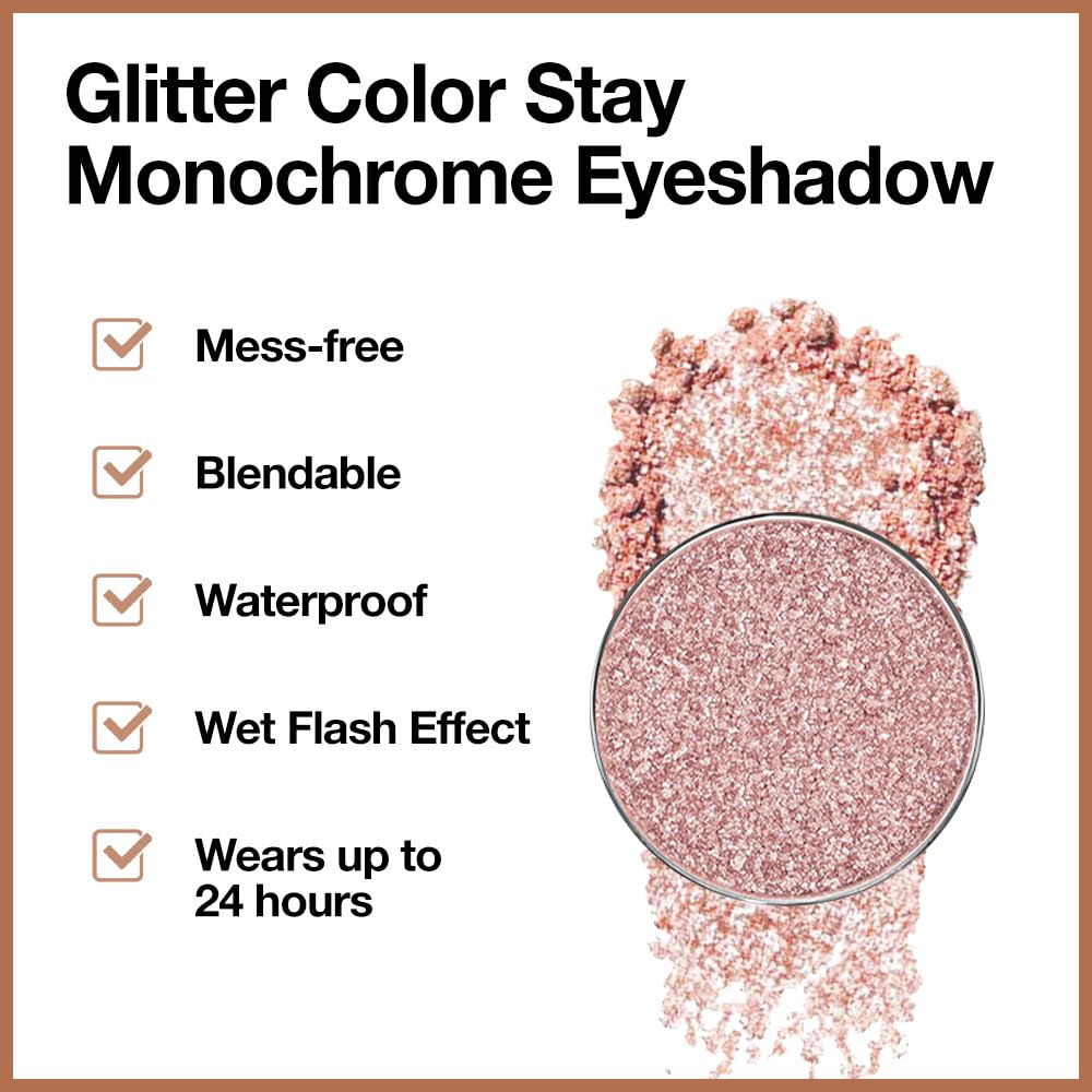 Champagne Pink Rose Monochrome Shimmer Eyeshadow Palette Makeup,Long Lasting Naturing-Looking Lightweight Glitter Single Eyeshadow,Neutral Powde Eye Shadow for Older Women-Velvo Beauty